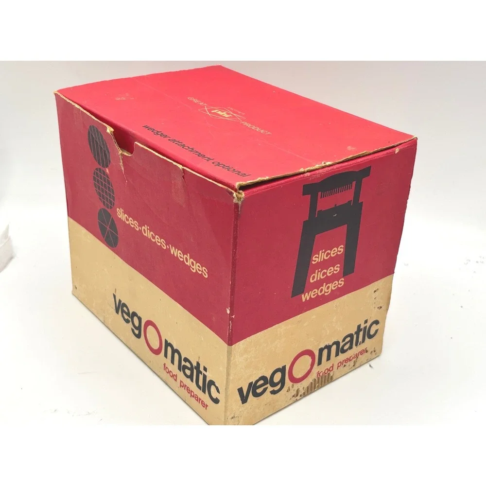 Vintage Veg-O-Matic Food Preparer PBI 1960s Kitchen Slicer Dicer with Box Manual